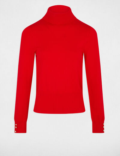 Jersey de cuello alto rojo mujer