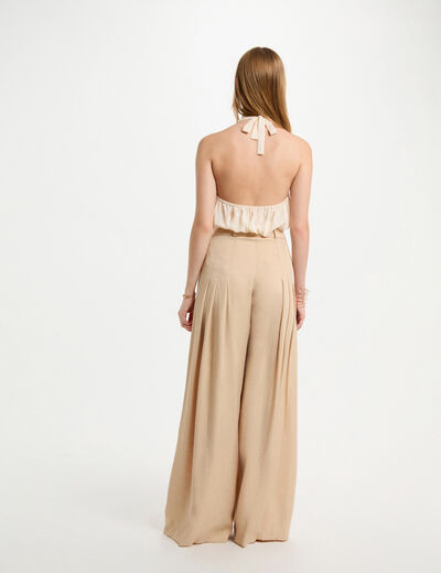 Top detalle encaje creme mujer