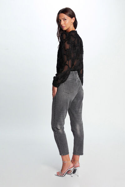 Camisa manga larga negro mujer