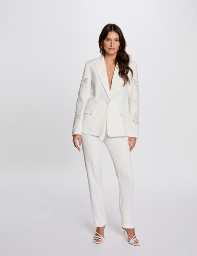 Americana manga encaje blanco mujer