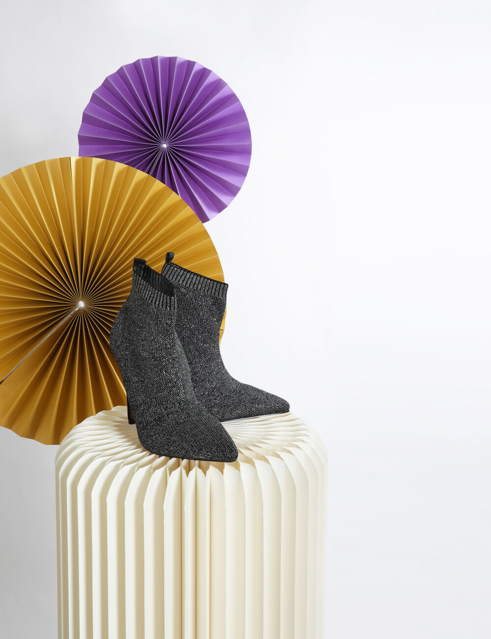 Botines de tacones de aguja plateado mujer
