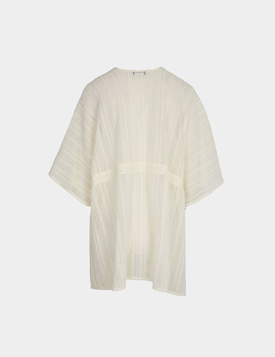 Poncho cuello v blanco mujer