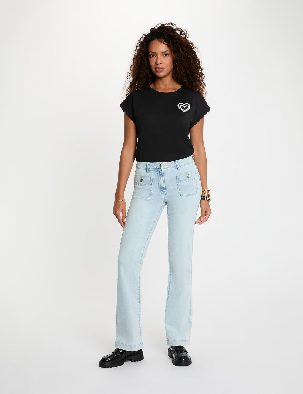 Camiseta de manga corta negro mujer