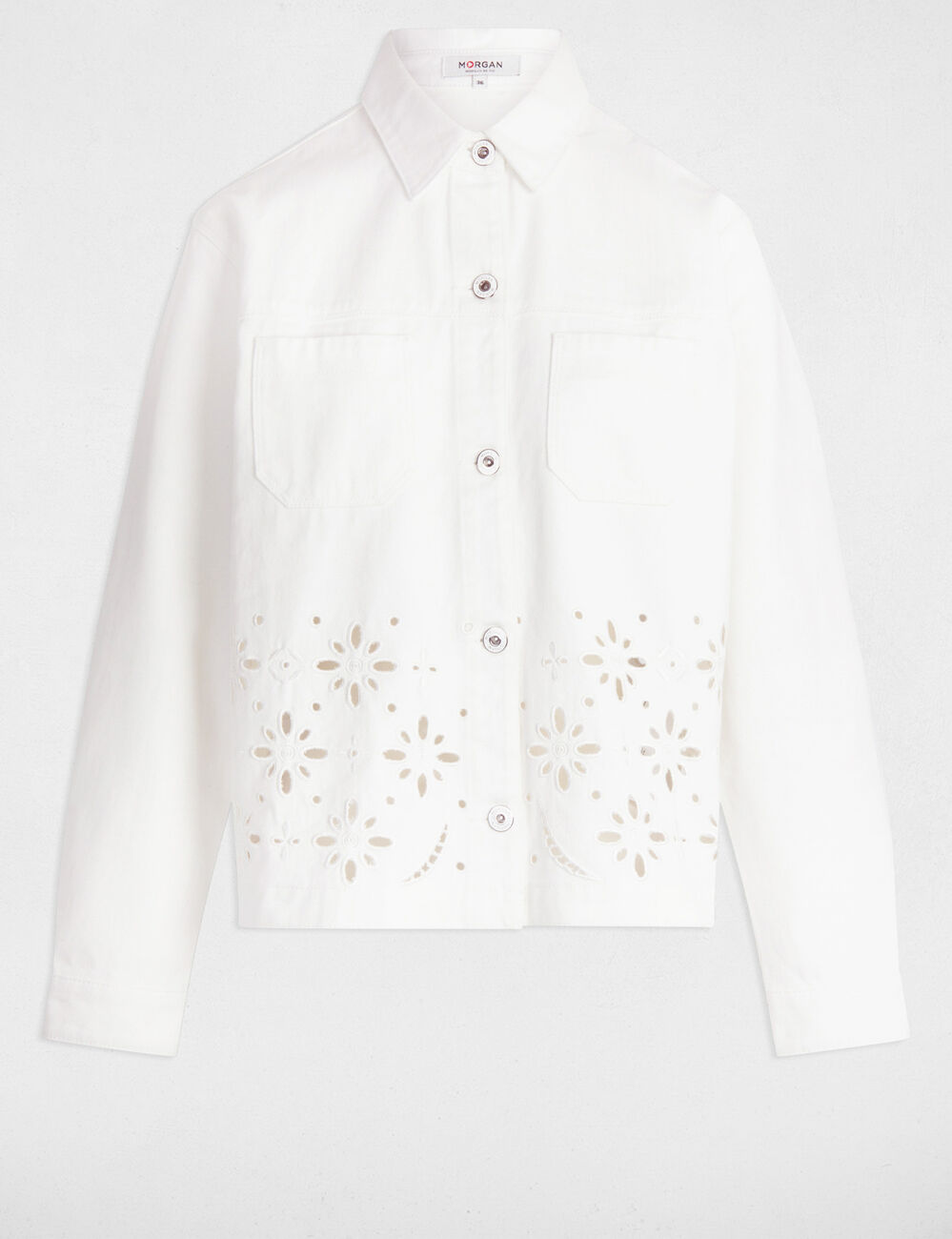 Chaqueta vaquero bordada blanco mujer