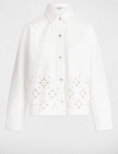 Chaqueta vaquero bordada blanco mujer