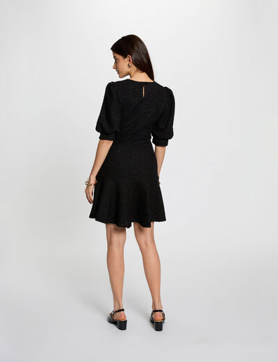 Vestido con mangas abullonadas negro mujer