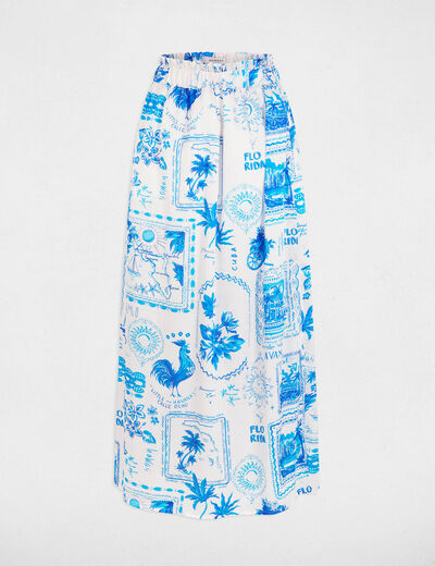 Falda larga estampada multicolor mujer