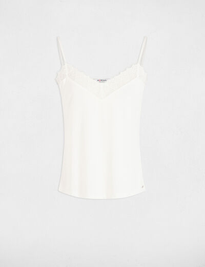 Top con encaje marfil mujer