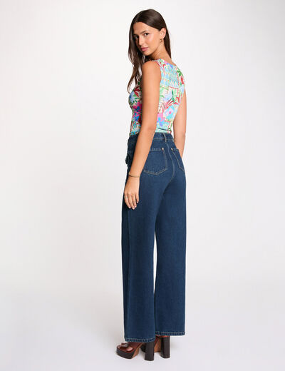 Camiseta ajustada sin mangas multicolor mujer