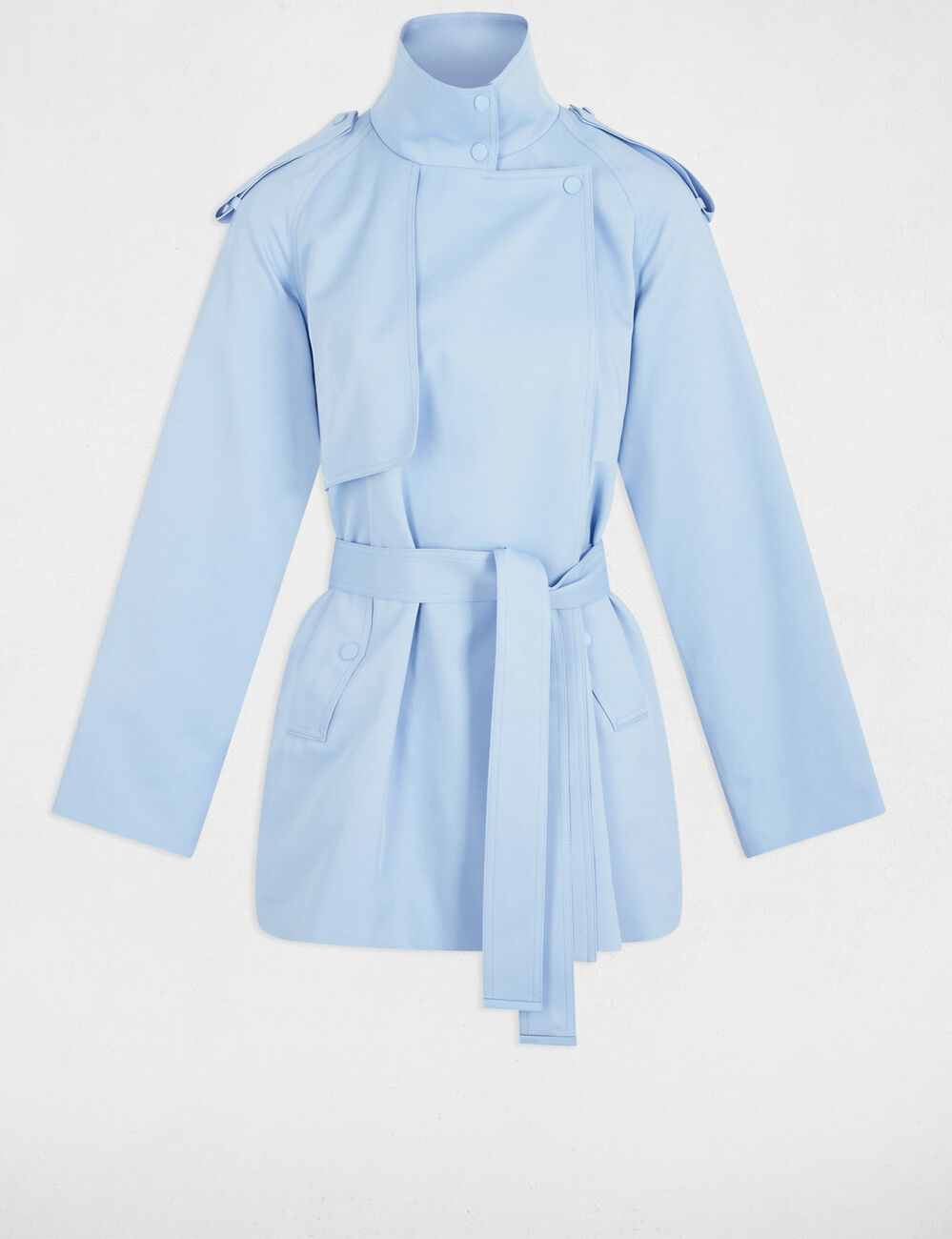 Gabardina corta holgada azul cielo mujer