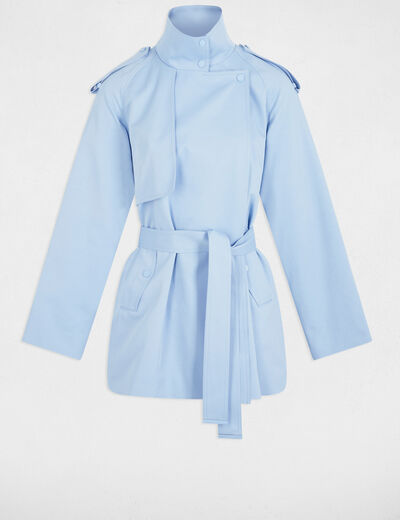 Gabardina corta holgada azul cielo mujer