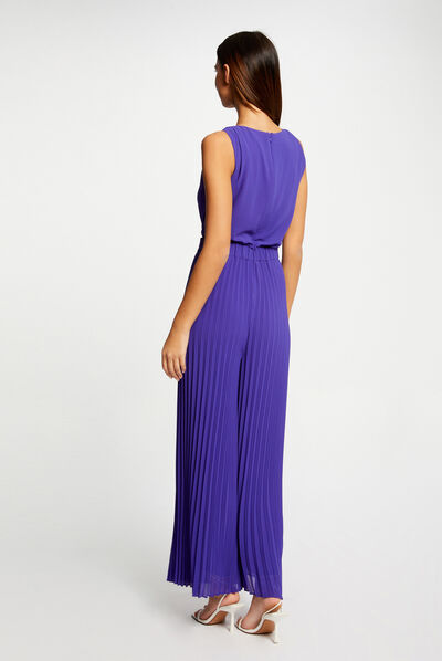 Mono largo holgado con pernera plisada morado oscuro mujer