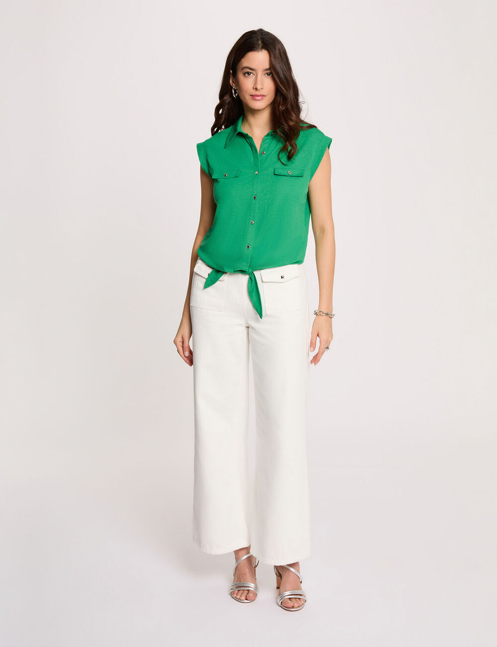 Blusa sin mangas verde pradera mujer
