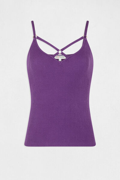 Top punto con tirantes cruzados morado oscuro mujer