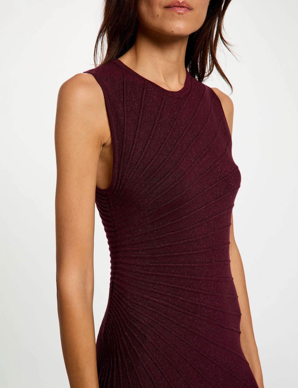 Vestido de punto sin mangas ciruela mujer