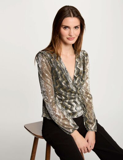 Camiseta manga larga amarillo oro mujer