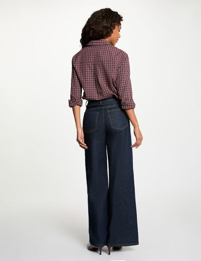 Camisa de cuadros con strass burdeos mujer