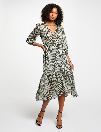 Vestido midi estampado multicolor mujer