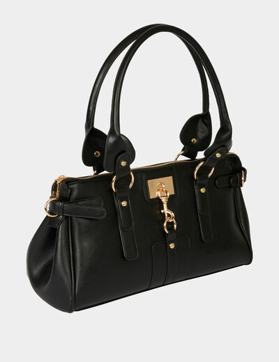 Bolso de imitaci&oacute;n cuero hombro negro mujer