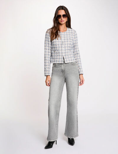 Chaqueta entallada de tweed multicolor mujer