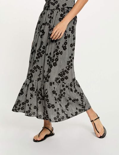 Falda de capas estampada multicolor mujer