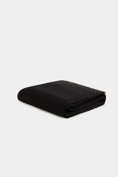 Bufunda de punto con strass negro mujer