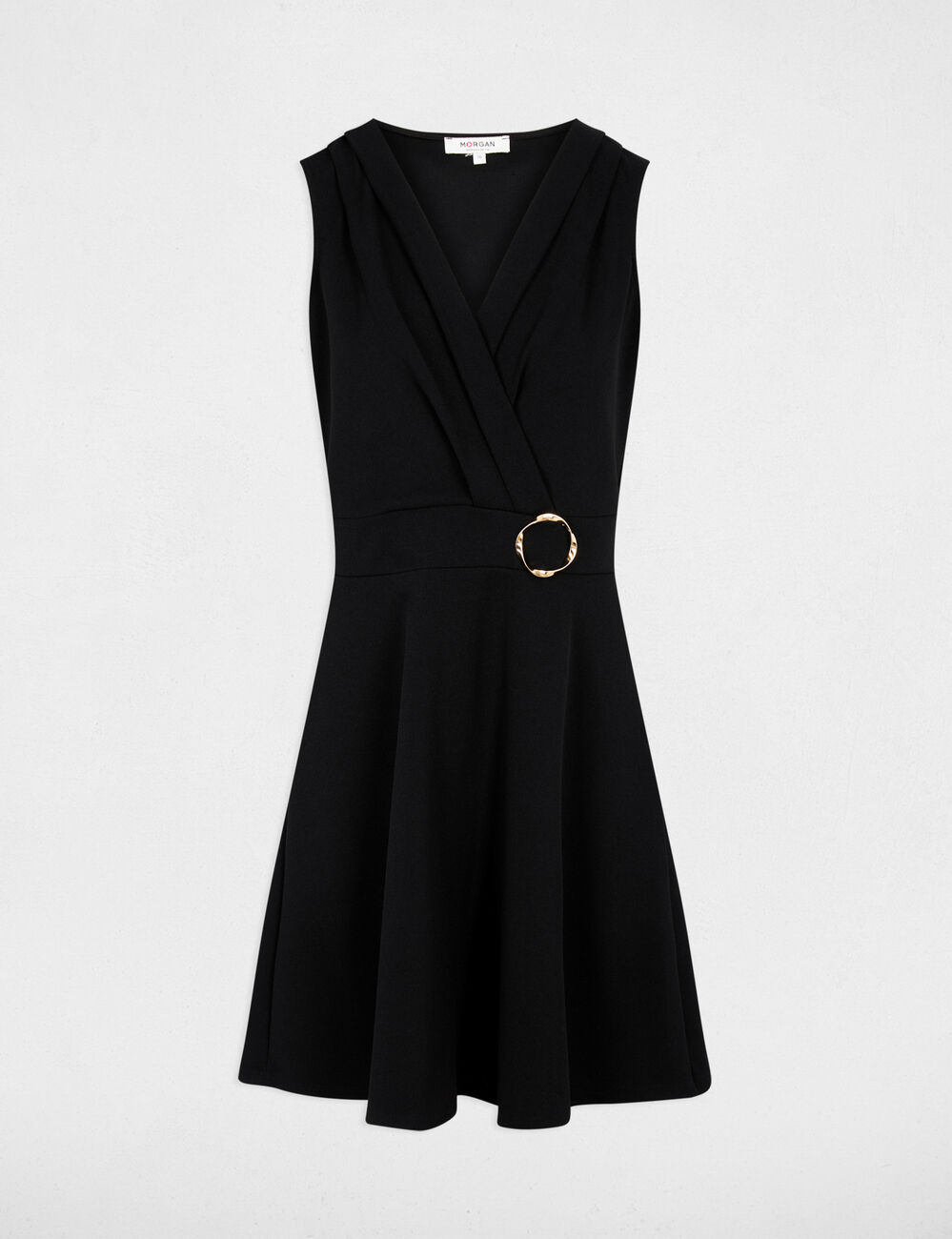 Vestido corto cruzado negro mujer