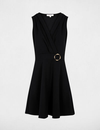 Vestido corto cruzado negro mujer