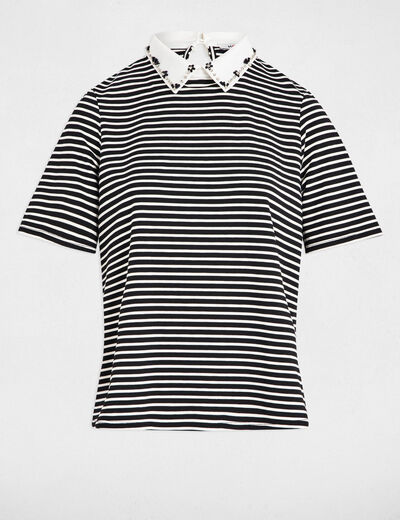Camiseta manga corta rayas blanco mujer