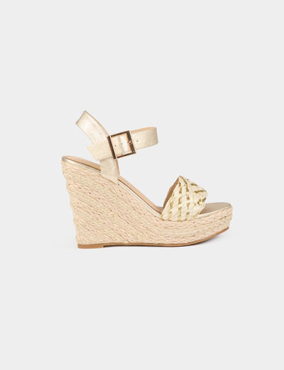 Sandalias con plataformas amarillo oro mujer