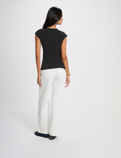 Top sin mangas cuello v negro mujer