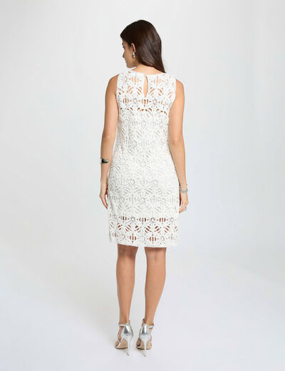 Vestido de punto ajustado blanco mujer