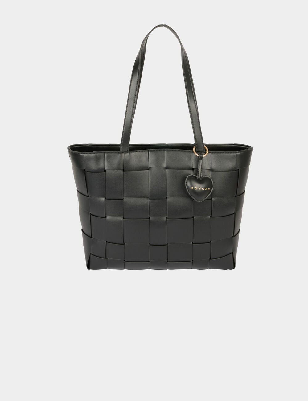 Bolso tote trenzado negro mujer