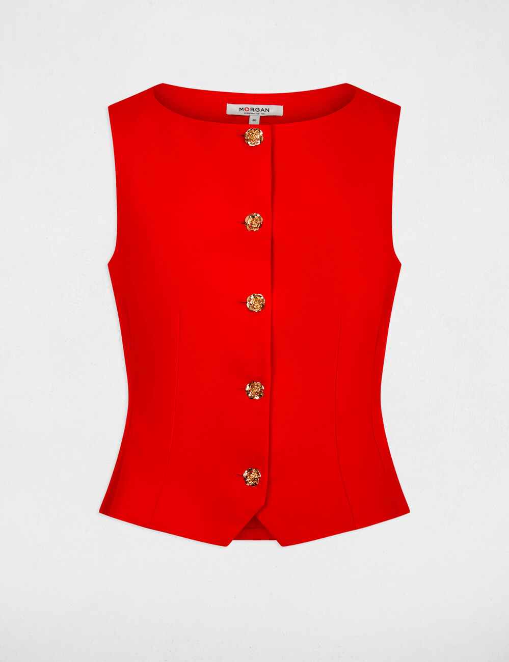Chaleco sin mangas rojo vivo mujer