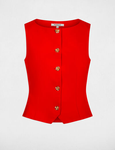 Chaleco sin mangas rojo vivo mujer