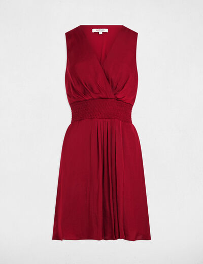 Vestido corto recto holgado rojo oscuro mujer