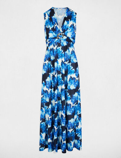 Vestido largo recto estampado multicolor mujer