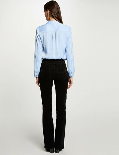Pantalón ajustado terciopelo negro mujer