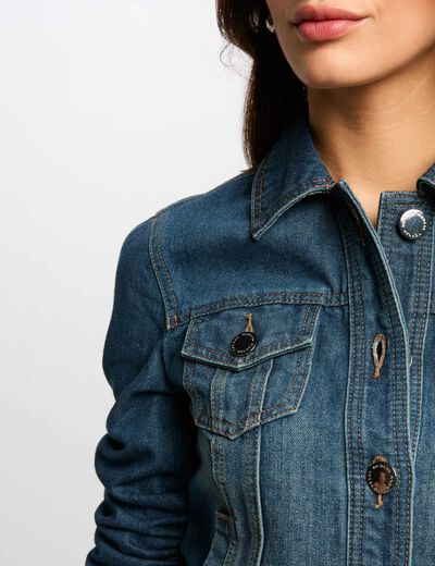 Chaqueta vaquero corta denim stone mujer