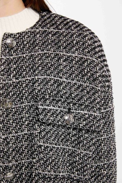 Chaqueta extragrande hilos metalizados negro mujer