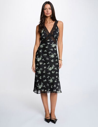 Vestido de encaje con cuello en V multicolor mujer