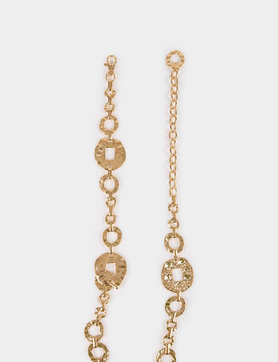 Cinturón de cadena martillada amarillo oro mujer