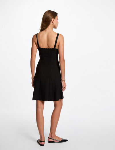 Vestido punto corto evasé negro mujer