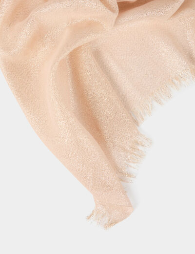 Fular hilos metalizados beige mujer