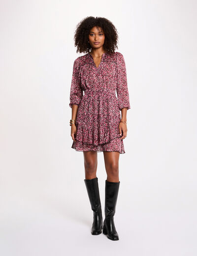 Vestido corto con cuello en V multicolor mujer