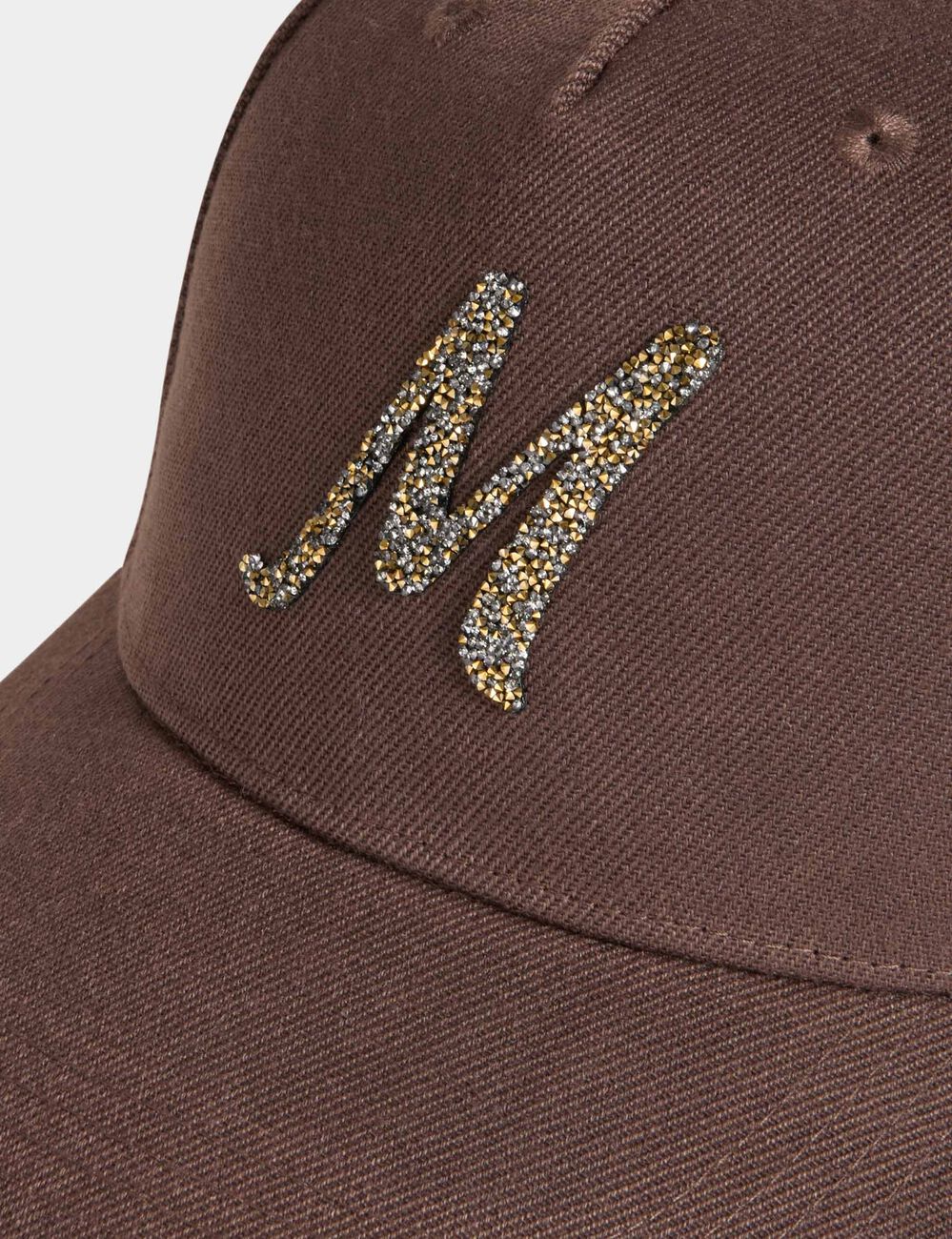 Gorra con strass marr&oacute;n oscuro mujer