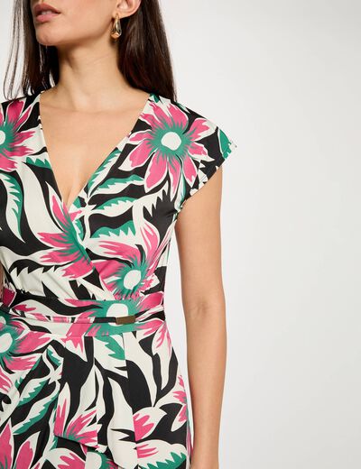 Vestido corto cruzado multicolor mujer