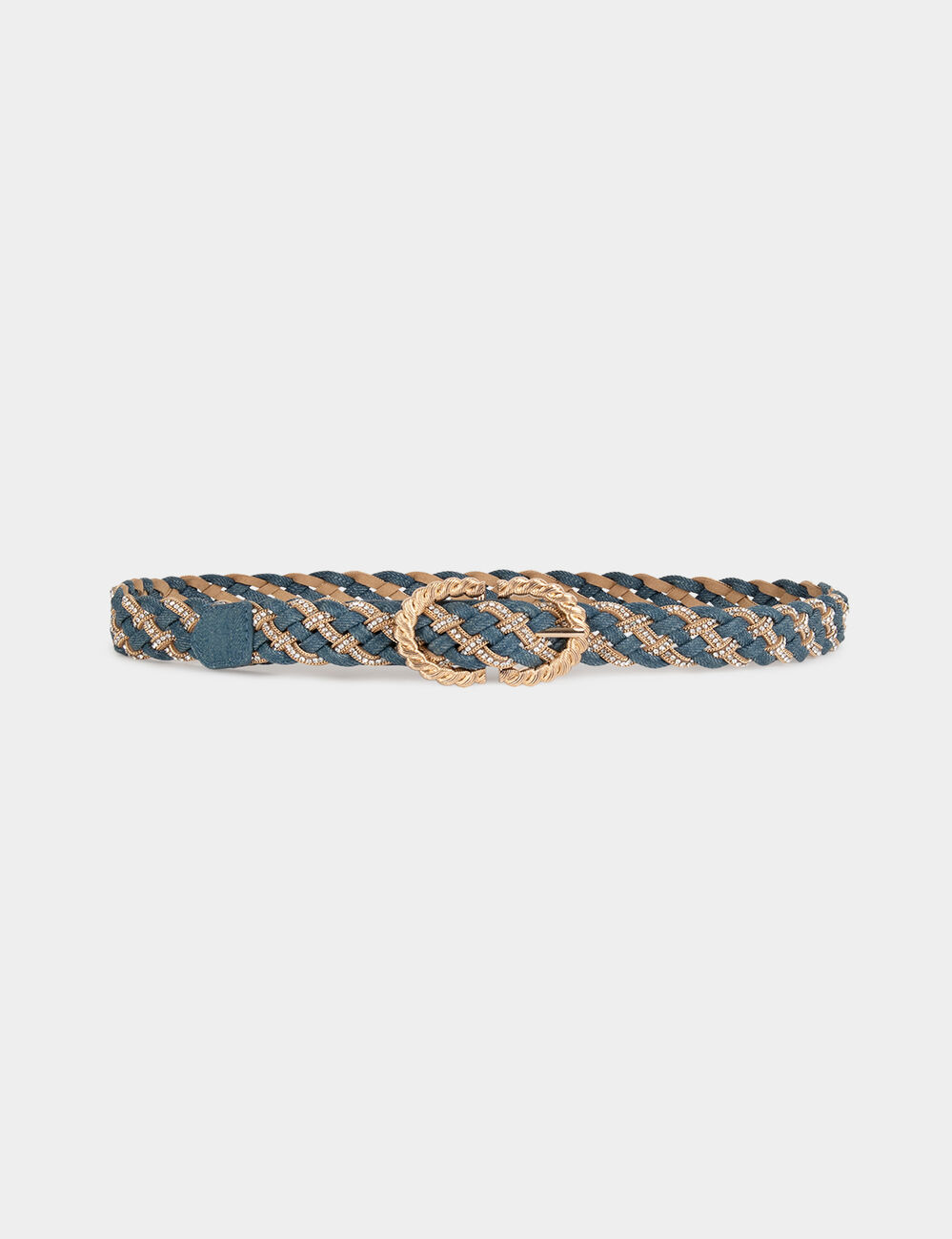 Cinturón vaquero trenzado denim stone mujer