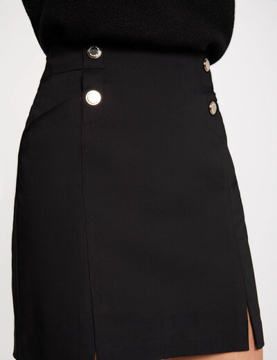 Falda corta con botones negro mujer