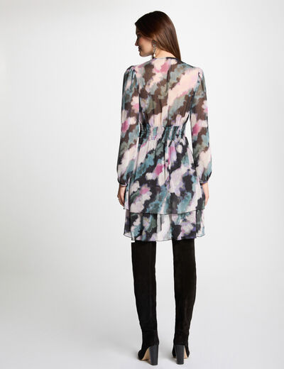 Vestido entallado estampado multicolor mujer